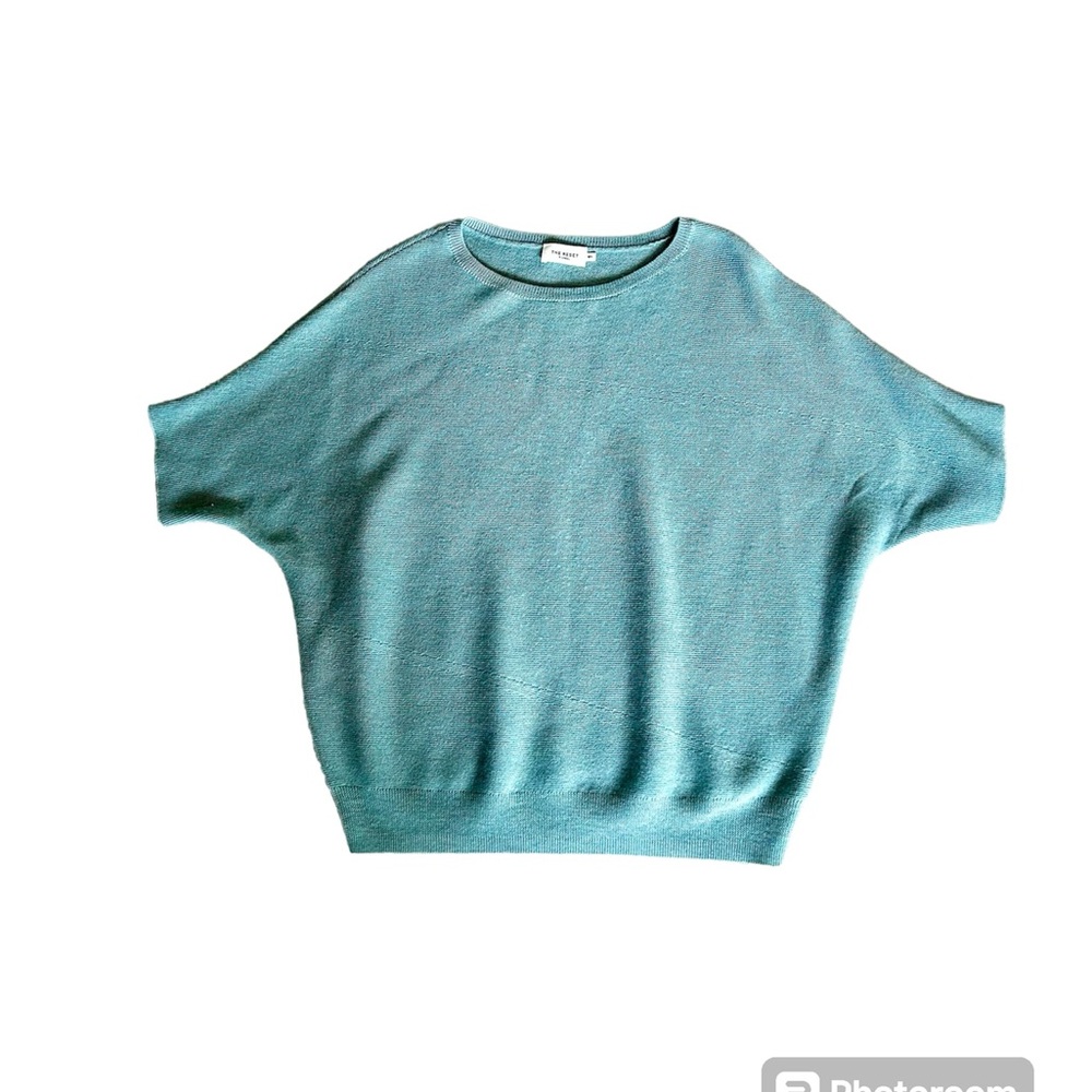 THE RESET R LABEL Essential Pullover Oversized Sweater Size S/M in Teal Blue - Picture 4 of 10